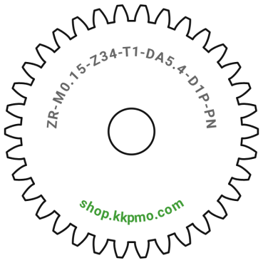 Zahnrad M0.15 / 34 Z AD 5.40mmBohrung (D) mm 1.00 PBreite (T) mm 1.0POM-C natur[ZR-M0.15-Z34-T1-DA5.4-D1P-PN]