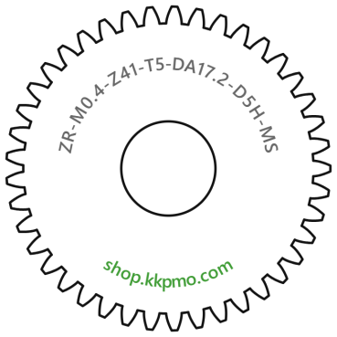 Zahnrad M0.4 / 41 Z AD 17.2mmBohrung (D) mm 5.00 Spielpassung Hausnorm HBreite (T) mm 5.0Messing MO58[ZR-M0.4-Z41-T5-DA17.2-D5H-MS]Main Gear