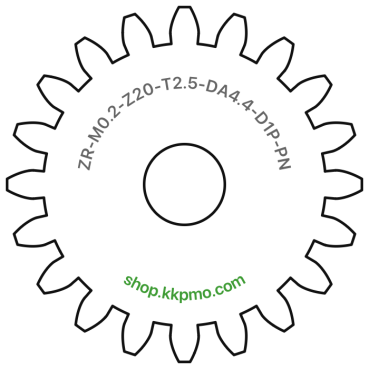 Zahnrad M0.2 / 20 Z AD 4,4mmBohrung (D) mm 1,00 Presspassung Hausnorm PBreite (T) mm 2,5POM-C natur[ZR-M0.2-Z20-T2.5-DA4.4-D1P-PN]