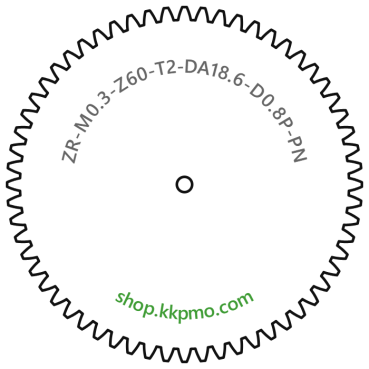 Zahnrad M0.3 / 60 Z AD 18.6mmBohrung (D) mm 0.80 Presspassung Hausnorm PBreite (T) mm 2.0POM-C natur[ZR-M0.3-Z60-T2-DA18.6-D0.8P-PN]