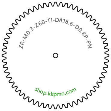 Zahnrad M0.3 / 60 Z AD 18.6mmBohrung (D) mm 0.80 Presspassung Hausnorm PBreite (T) mm 1.0POM-C natur[ZR-M0.3-Z60-T1-DA18.6-D0.8P-PN]