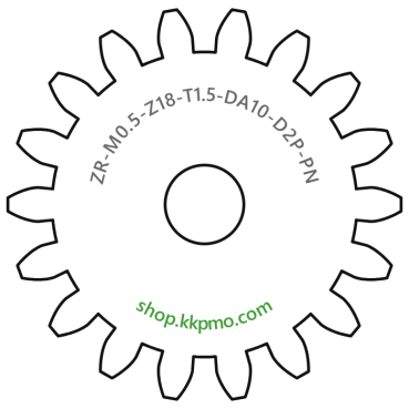 Zahnrad M0.5 / 18 Z AD 10.0mmBohrung (D) mm 2.00 Presspassung Hausnorm PBreite (T) mm 1.5POM-C natur[ZR-M0.5-Z18-T1.5-DA10-D2P-PN]