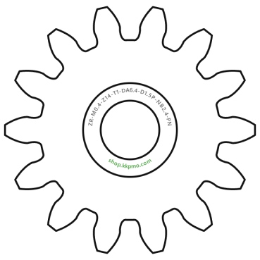 Zahnrad M0.4 / 14 Z AD 6,4mmBohrung (D) mm 1,50 Presspassung Hausnorm PBreite (T) mm 1,0POM-C natur[ZR-M0.4-Z14-T1-DA6.4-D1.5P-NB2.4-PN]