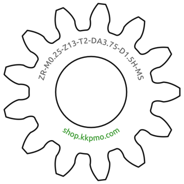 Zahnrad M0.25 / 13 Z AD 3.8mmBohrung (D) mm 1.50 Spielpassung Hausnorm HBreite (T) mm 2.0Messing MO58[ZR-M0.25-Z13-T2-DA3.75-D1.5H-MS]