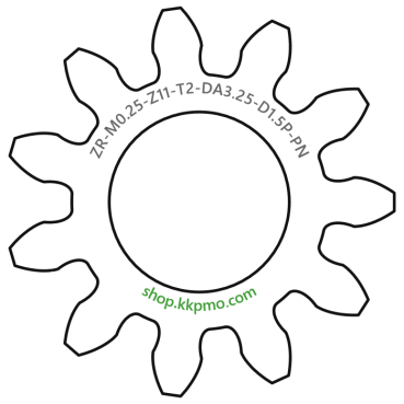 Zahnrad M0.25 / 11 Z AD 3,3mmBohrung (D) mm 1,50 Presspassung Hausnorm PBreite (T) mm 2,0POM-C natur[ZR-M0.25-Z11-T2-DA3.25-D1.5P-PN]