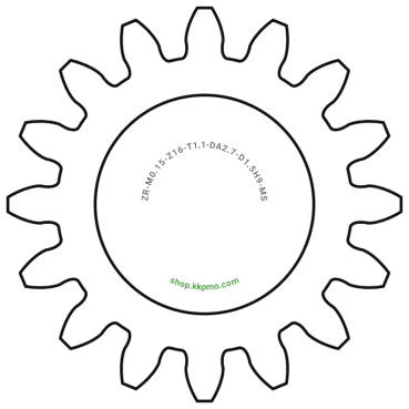 Zahnrad M0.15 / 16 Z AD 2.70mmBohrung (D) mm 1.50 H9Breite (T) mm 1.1Messing MO58[ZR-M0.15-Z16-T1.1-DA2.7-D1.5H9-MS]