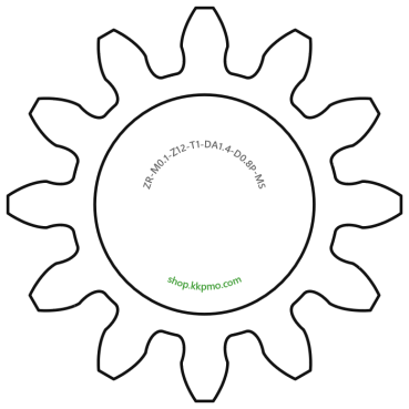 Zahnrad M0.1 / 12 Z AD 1.40mmBohrung (D) mm 0.80 PBreite (T) mm 1.0Messing MO58[ZR-M0.1-Z12-T1-DA1.4-D0.8P-MS]