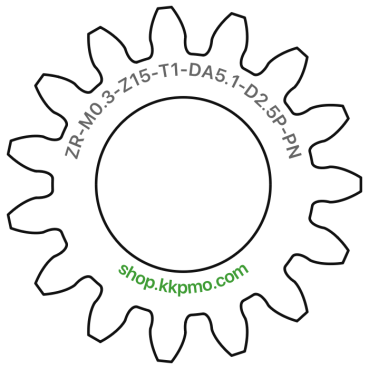 Zahnrad M0.3 / 15 Z AD 5,1mmBohrung (D) mm 2,50 Presspassung Hausnorm PBreite (T) mm 1,0POM-C natur[ZR-M0.3-Z15-T1-DA5.1-D2.5P-PN]