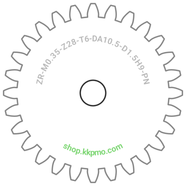 Zahnrad M0.35 / 28 Z AD 10,50mmBohrung (D) mm 1,50 H9Breite (T) mm 6,0POM-C natur[ZR-M0.35-Z28-T6-DA10.5-D1.5H9-PN]