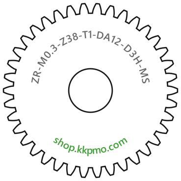 Zahnrad M0.3 / 38 Z AD 12.0mmBohrung (D) mm 3.00 Spielpassung Hausnorm HBreite (T) mm 1.0Messing MO58[ZR-M0.3-Z38-T1-DA12-D3H-MS]