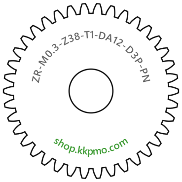 Zahnrad M0.3 / 38 Z AD 12.0mmBohrung (D) mm 3.00 Presspassung Hausnorm PBreite (T) mm 1.0POM-C natur[ZR-M0.3-Z38-T1-DA12-D3P-PN]Please note bore 1/8 3,17mm