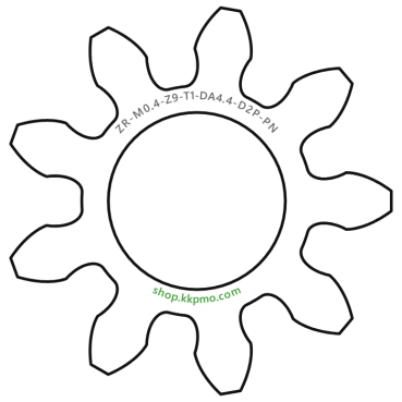 Zahnrad M0.4 / 9 Z AD 4,4mmBohrung (D) mm 2,00 Presspassung Hausnorm PBreite (T) mm 1,0POM-C natur[ZR-M0.4-Z9-T1-DA4.4-D2P-PN]