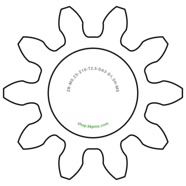 Zahnrad M0.25 / 10 Z AD 3,0mmBohrung (D) mm 1,50 Spielpassung Hausnorm HBreite (T) mm 2,5Messing MO58[ZR-M0.25-Z10-T2.5-DA3-D1.5H-MS]