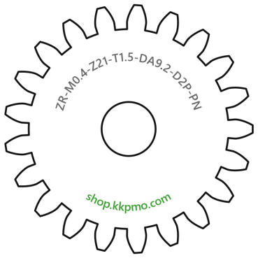 Zahnrad M0.4 / 21 Z AD 9,2mmBohrung (D) mm 2,00 Presspassung Hausnorm PBreite (T) mm 1,5POM-C natur[ZR-M0.4-Z21-T1.5-DA9.2-D2P-PN]