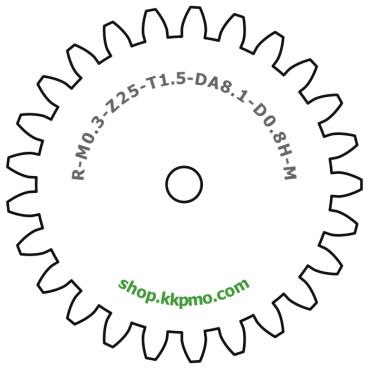 Zahnrad M0.3 / 25 Z AD 8.1mmBohrung (D) mm 0.80 Spielpassung Hausnorm HBreite (T) mm 1.5Messing MO58[ZR-M0.3-Z25-T1.5-DA8.1-D0.8H-MS]