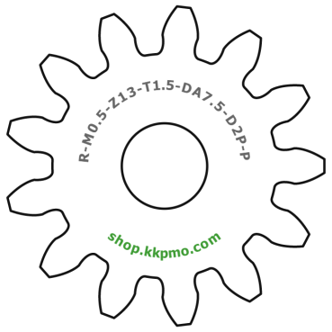 Zahnrad M0.5 / 13 Z AD 7.5mmBohrung (D) mm 2.00 Presspassung Hausnorm PBreite (T) mm 1.5POM-C natur[ZR-M0.5-Z13-T1.5-DA7.5-D2P-PN]