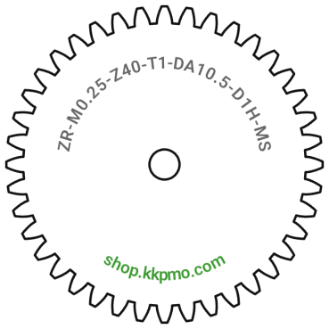 Zahnrad M0.25 / 40 Z AD 10,5mmBohrung (D) mm 1,00 Spielpassung Hausnorm HBreite (T) mm 1,0Messing MO58[ZR-M0.25-Z40-T1-DA10.5-D1H-MS]