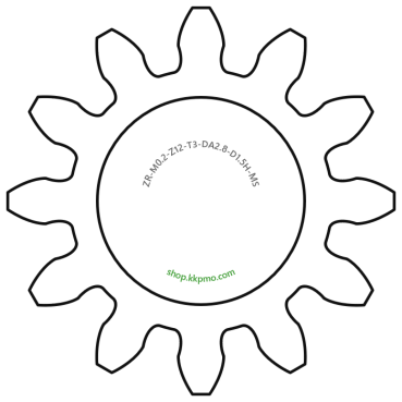 Zahnrad M0.2 / 12 Z AD 2.8mmBohrung (D) mm 1.50 Spielpassung Hausnorm HBreite (T) mm 3.0Messing MO58[ZR-M0.2-Z12-T3-DA2.8-D1.5H-MS]