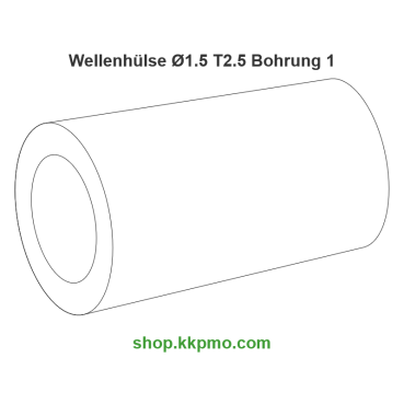 Wellenhülse / Ø 1.5 mmLänge (T) mm 2.5Bohrung (D) mm 1.00 Spielpassung Hausnorm HPOM-C natur[WH-d1.5-T2.5-D1H-PN]