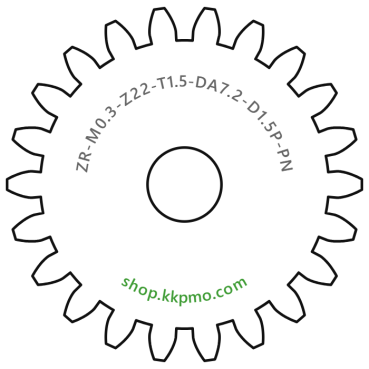 Zahnrad M0.3 / 22 Z AD 7,2mmBohrung (D) mm 1,50 Presspassung Hausnorm PBreite (T) mm 1,5POM-C natur[ZR-M0.3-Z22-T1.5-DA7.2-D1.5P-PN]