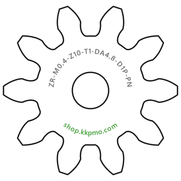 Zahnrad M0.4 / 10 Z AD 4,8mmBohrung (D) mm 1,00 Presspassung Hausnorm PBreite (T) mm 1,0POM-C natur[ZR-M0.4-Z10-T1-DA4.8-D1P-PN]