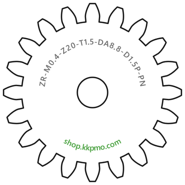 Zahnrad M0.4 / 20 Z AD 8,8mmBohrung (D) mm 1,50 Presspassung Hausnorm PBreite (T) mm 1,5POM-C natur[ZR-M0.4-Z20-T1.5-DA8.8-D1.5P-PN]