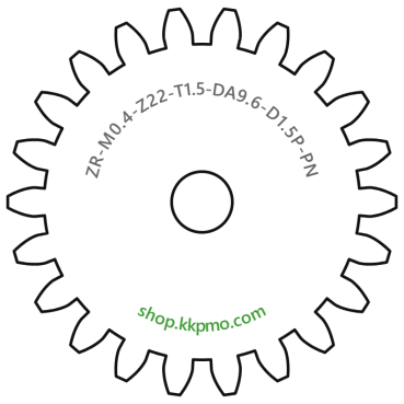 Zahnrad M0.4 / 22 Z AD 9,6mmBohrung (D) mm 1,50 Presspassung Hausnorm PBreite (T) mm 1,5POM-C natur[ZR-M0.4-Z22-T1.5-DA9.6-D1.5P-PN]