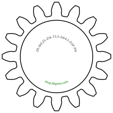 Zahnrad M0.25 / 16 Z AD 4.5mmBohrung (D) mm 3.00 Presspassung Hausnorm PBreite (T) mm 3.5POM-C natur[ZR-M0.25-Z16-T3.5-DA4.5-D3P-PN]