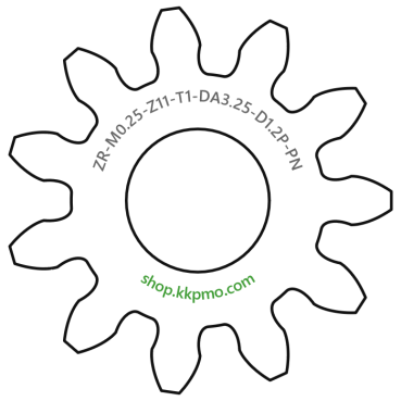 Zahnrad M0.25 / 11 Z AD 3,3mmBohrung (D) mm 1,20 Presspassung Hausnorm PBreite (T) mm 1,0POM-C natur[ZR-M0.25-Z11-T1-DA3.25-D1.2P-PN]Spur N, Fa. KRES N135 (VT 135) Achszahnrad