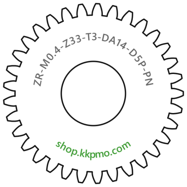 Zahnrad M0.4 / 33 Z AD 14.0mmBohrung (D) mm 5.00 Presspassung Hausnorm PBreite (T) mm 3.0POM-C natur[ZR-M0.4-Z33-T3-DA14-D5P-PN]