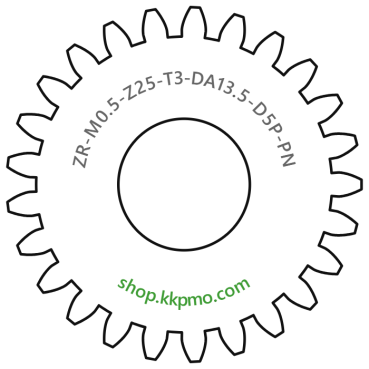 Zahnrad M0.5 / 25 Z AD 13.5mmBohrung (D) mm 5.00 Presspassung Hausnorm PBreite (T) mm 3.0POM-C natur[ZR-M0.5-Z25-T3-DA13.5-D5P-PN]