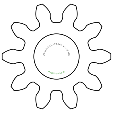 Zahnrad M0.2 / 10 Z AD 2,4mmBohrung (D) mm 1,00 Spielpassung Hausnorm HBreite (T) mm 2,0Messing MO58[ZR-M0.2-Z10-T2-DA2.4-D1H-MS]