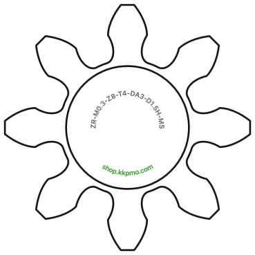 Zahnrad M0.3 / 8 Z AD 3,0mmBohrung (D) mm 1,50 Spielpassung Hausnorm HBreite (T) mm 4,0Messing MO58[ZR-M0.3-Z8-T4-DA3-D1.5H-MS]