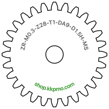 Zahnrad M0.3 / 28 Z AD 9,0mmBohrung (D) mm 1,50 Spielpassung Hausnorm HBreite (T) mm 1,0Messing MO58[ZR-M0.3-Z28-T1-DA9-D1.5H-MS]