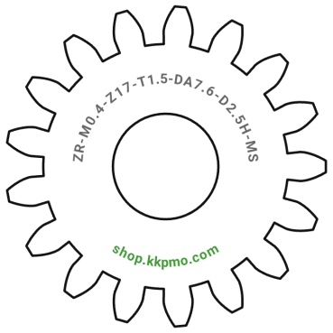 Zahnrad M0.4 / 17 Z AD 7,6mmBohrung (D) mm 2,50 Spielpassung Hausnorm HBreite (T) mm 1,5Messing MO58[ZR-M0.4-Z17-T1.5-DA7.6-D2.5H-MS]