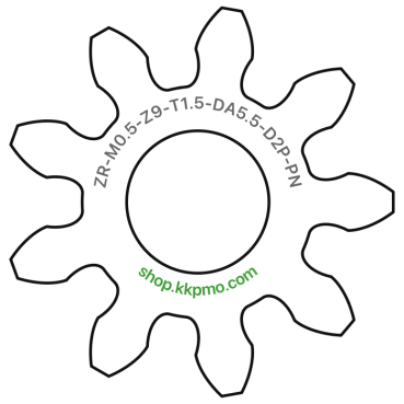 Zahnrad M0.5 / 9 Z AD 5.5mmBohrung (D) mm 2.00 Presspassung Hausnorm PBreite (T) mm 1.5POM-C natur[ZR-M0.5-Z9-T1.5-DA5.5-D2P-PN]