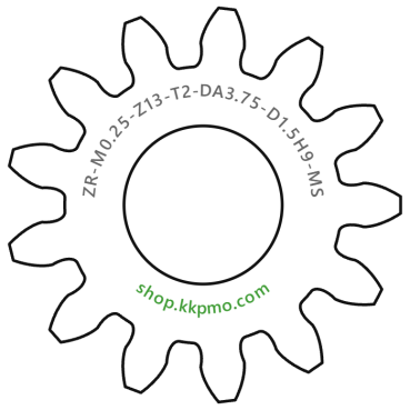 Zahnrad M0.25 / 13 Z AD 3.8mmBohrung (D) mm 1.50 Spielpassung ISO H9Breite (T) mm 2.0Messing MO58[ZR-M0.25-Z13-T2-DA3.75-D1.5H9-MS]