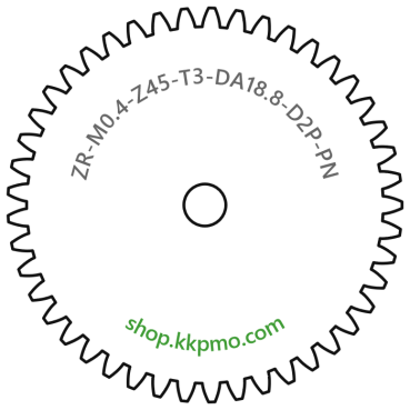 Zahnrad M0.4 / 45 Z AD 18,8mmBohrung (D) mm 2,00 Presspassung Hausnorm PBreite (T) mm 3,0POM-C natur[ZR-M0.4-Z45-T3-DA18.8-D2P-PN]