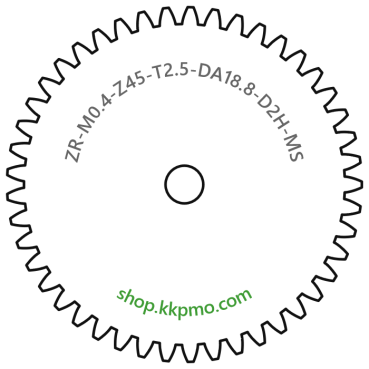 Zahnrad M0.4 / 45 Z AD 18,8mmBohrung (D) mm 2,00 Spielpassung Hausnorm HBreite (T) mm 2,5Messing MO58[ZR-M0.4-Z45-T2.5-DA18.8-D2H-MS]