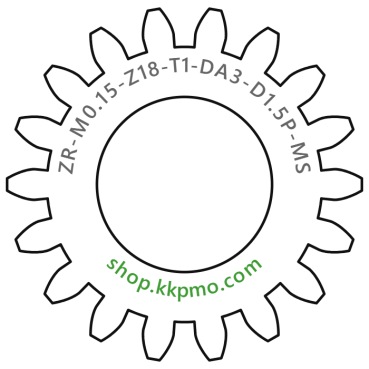 Zahnrad M0.15 / 18 Z AD 3,00mmBohrung (D) mm 1,50 PBreite (T) mm 1,0Messing MO58[ZR-M0.15-Z18-T1-DA3-D1.5P-MS]