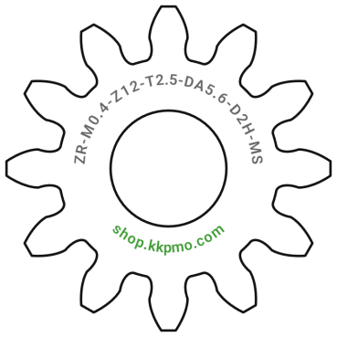 Zahnrad M0.4 / 12 Z AD 5,6mmBohrung (D) mm 2,00 Spielpassung Hausnorm HBreite (T) mm 2,5Messing MO58[ZR-M0.4-Z12-T2.5-DA5.6-D2H-MS]Ersatzzahnrad Hobbytrade DE 2700 bzw. 230