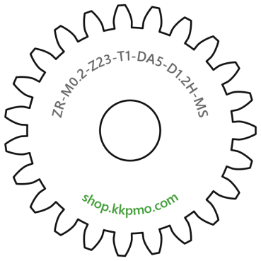 Zahnrad M0.2 / 23 Z AD 5,0mmBohrung (D) mm 1,20 Spielpassung Hausnorm HBreite (T) mm 1,0Messing MO58[ZR-M0.2-Z23-T1-DA5-D1.2H-MS]