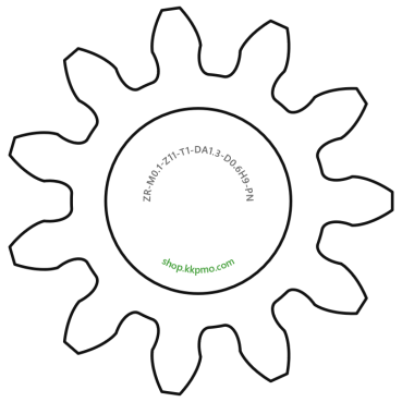 Zahnrad M0.1 / 11 Z AD 1.30mmBohrung (D) mm 0.60 H9Breite (T) mm 1.0POM-C natur[ZR-M0.1-Z11-T1-DA1.3-D0.6H9-PN]