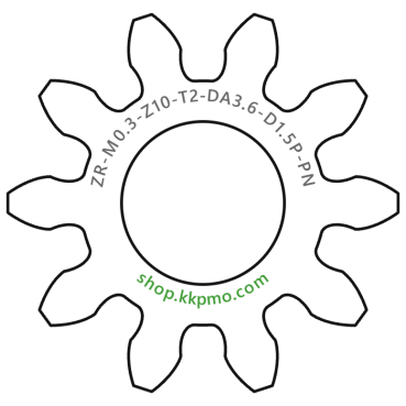Zahnrad M0.3 / 10 Z AD 3.6mmBohrung (D) mm 1.50 Presspassung Hausnorm PBreite (T) mm 2.0POM-C natur[ZR-M0.3-Z10-T2-DA3.6-D1.5P-PN]