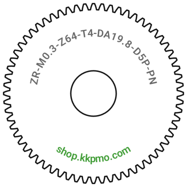 Zahnrad M0.3 / 64 Z AD 19.8mmBohrung (D) mm 5.00 Presspassung Hausnorm PBreite (T) mm 4.0POM-C natur[ZR-M0.3-Z64-T4-DA19.8-D5P-PN]