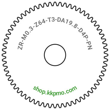 Zahnrad M0.3 / 64 Z AD 19.8mmBohrung (D) mm 4.00 Presspassung Hausnorm PBreite (T) mm 3.0POM-C natur[ZR-M0.3-Z64-T3-DA19.8-D4P-PN]