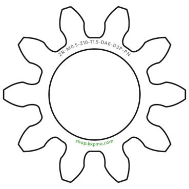 Zahnrad M0.5 / 10 Z AD 6.0mmBohrung (D) mm 3.00 Presspassung Hausnorm PBreite (T) mm 1.5POM-C natur[ZR-M0.5-Z10-T1.5-DA6-D3P-PN]