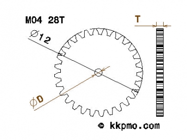 Gearwheel Pinion M0.4 / 28teeth OD 12mm