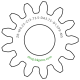 Zahnrad M0.25 / 13 Z AD 3,8mmBohrung (D) mm 1,50 Presspassung P8Breite (T) mm 3,5Messing MO58[ZR-M0.25-Z13-T3.5-DA3.75-D1.5P8-MS]