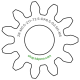 Zahnrad M0.5 / 11 Z AD 6,5mmBohrung (D) mm 2,50 Spielpassung HBreite (T) mm 2,5Messing MO58[ZR-M0.5-Z11-T2.5-DA6.5-D2.5H-MS]